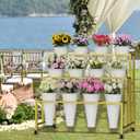 Flower Stand, 3-Tier Flower Display Stand with Buckets for Indoor Outdoor, Flower Cart Display Stand with Wheels for Courtyard, Balcony, Flower Shop, Wedding, Party, Exhibition (Gold)