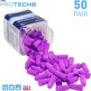 Flents Protechs Foam Ear Plugs, 50 Pair for Sleeping, Snoring, Loud Noise, Traveling, Concerts, Construction, Studying, Work, Shooting, NRR 33, Noise Cancelling, Disposable, Purple, Made in the USA