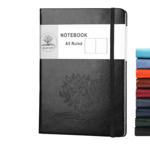 2 x Daofary A5 Journal Notebook, Leather Ruled Notebooks 160 Pages Diary 100gsm Thick Paper Writing Hardcover Notebook with Pocket for Work Men Woman 8.4 x 5.7 in