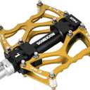 ROCKBROS Mountain Bike Pedals MTB Pedals CNC Non-Slip Lightweight Aluminum Alloy Bicycle Pedals Sealed Bearings Bicycle Platform Pedals 9/16" BMX Road Bike Pedal (Gold)