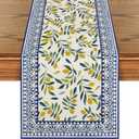 Artoid Mode Lemon Leaves 210 GSM Summer Table Runner, Seasonal Spring Kitchen Dining Table Decoration for Home Party Decor 13x72 Inch