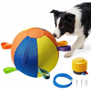 LBSJYTOGETHER Herding Ball for Dogs, 18 Inch Dog Exercise Ball with Double-Layer Anti-Rip Cover, Zipper Handle and Pump, Outdoor Interactive Toy for Large Dogs, Blue Heelers and Herding Breeds