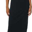 Amazon Essentials Women's Fine Rib V Neck Side Cut-Out Midi Dress (Previously Daily Ritual) (Large, Black)