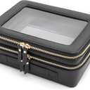 Aveniee XL Clear Makeup Organizer,Double Layer Travel Cosmetic Case with Brush Holder & Zippered Compartments,Big Toiletry Bag for Travel Accessories,2 Layers Large,Black