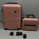 Carry On Luggage Set 2 Piece PC+AB Hardshell 20 inch Suitcases with Spinner Wheels Airline Approved. (pink)