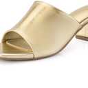 Shoe'N Tale Heeled Sandals For Women Square Open Toe Heeled Mules Chunky Block Low Heel Slip On Slides, Size 7,5