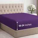 Extra Deep Full Fitted Sheet - Hotel Luxury Single Fitted Sheet Only - Easily Fits 18 inch to 24 inch Mattress - Ultra Soft, Wrinkle Free w/Extra Deep Pockets - Easy-Care, Breathable & Comfy - Purple