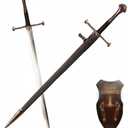 Sword Valley Elegant Ornamental Blade with Scabbard - Stainless Steel Construction | 119cm/46.85" Overall Length | Leatherette Accents | for Display & Collection