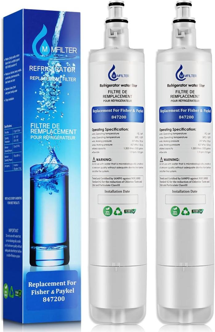 MMFILTER 847200 Water Filter Replacement for Fisher & Paykel 847200, Compatible with Fisher & Paykel Refrigerator Model Number E522 E422 E402 (2PACK)
