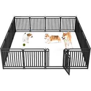New Thickened Version Dog Playpen, 32 Inch Dog Fences for The Yard, Portable Outdoor Dog Playpen for Large/Medium/Small Dogs, Foldable Metal Dog Dlaypen, with Doors (16 Panels, 32 Inch)