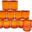14 OZ Thick Candle Jars for Making Candles 12 Pcs, 3 Wick Empty Jars with Wood Lids for Candle Making, Sample Container,Clear Orange