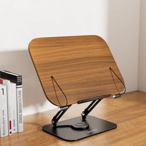Book Stand for Reading, Aboutool Adjustable Book Holder with 360 Swivel Base & Page Clips, Foldable Cookbook Stand Textbook Stand for Music Scores, Recipe, Tablet, Laptop, Textbook
