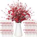 36 Pcs Valentine's Day Decorations Valentine's Day Berry Picks 17 Inch Artificial Red Heart Shaped Berry Picks with Red Pink Berries Floral Stems for Weddings Anniversaries Birthday Parties