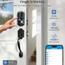 Veise VE07-H Fingerprint Smart Locks for Front Door with Handle Set, App Control, Keyless Entry Keypad Deadbolt, Digital Electronic Touchscreen, Easy Install, Auto Lock, Matte Black
