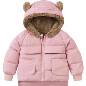TUONROAD Baby Girls Coats for 6 Months-5 Years Toddlers Boy Winter Jacket Warm Bear Hooded Outdoor Coats Size 5 (Pink)