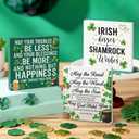 Qunclay 3 Pcs St Patricks Day Decorations for Table Irish Blessing Wood Sign Shamrock Rustic Home Office Tabletop Shelf Desk Decor for St. Patrick's Day Irish Festival Party Decor Supplies