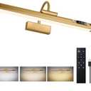 15.7'' Picture Lights for Wall with Motion Sensor, 9000mAh Rechargeable Battery Operated Poster Lights for Paintings, Portraits, Wall Decor, Gold