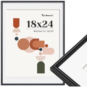 Modern Arched Wall & Tabletop Picture Frames, Shatterproof PVC Photo Frames 18x24, Display Pictures 16x20 with Mat or 18x24 Without Mat, Lightweight, Water-Resistant & Space-Saving Home Decor (Black)