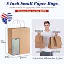 GSSUSA 100 Pack Brown Paper Bags with Handles, 8 x 4.25 x 10.5 in Medium Kraft Gift Bags Bulk for Small Business, Retail Shopping, Party Favor & Merchandise, Sturdy, Made in USA
