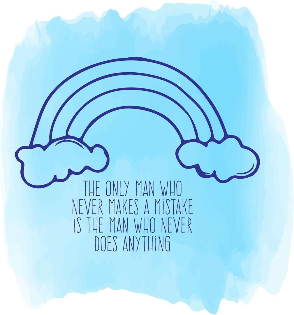 Children Man Who Never Makes A Mistake Uplifting Quote Wall Decal Decoration Man Who Never Does Anything Cute Rainbows and Clouds Lasts Years and Easily Removable - Size: 36 in(W) x 40 in(H)