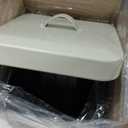 Dog Poop Trash Can Outside, 5L/1.3Gal Metal Dog Waste Trash Can with Lid, Foot Pedal, Pet Waste Container with 40 Bags, Poop Bucket with Lid Soft Close for Pet, White