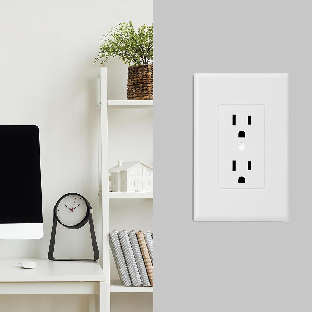  Duplex Wall Outlet Covers - 5 Pack, White Wall Plates