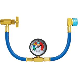 Ketofa R1234YF Refrigerant Charge Hose Kit, R-1234YF AC Refrigerant Can Hose with Gauge, 1/2 LH Can Opener Tap and R1234YF Low Side Adapter