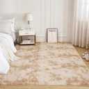 Litanika 6x9 Shag Area Rug for Living Room Bedroom, Tie-Dyed Beige High Pile Soft Plush Shaggy Furry Cream Bedside Playroom Dorm Carpet, Non-Slip, Non-Shedding Modern Indoor Floor Rug