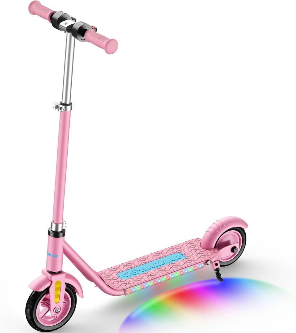 Electric Scooter for Kids Ages 6-12, 150W Hub Motor, 10 mph, Colorful Lights, LED Display, Dual Brake System, 4 Height Adjustable Kids Electric Scooter, Best Gifts for Kids