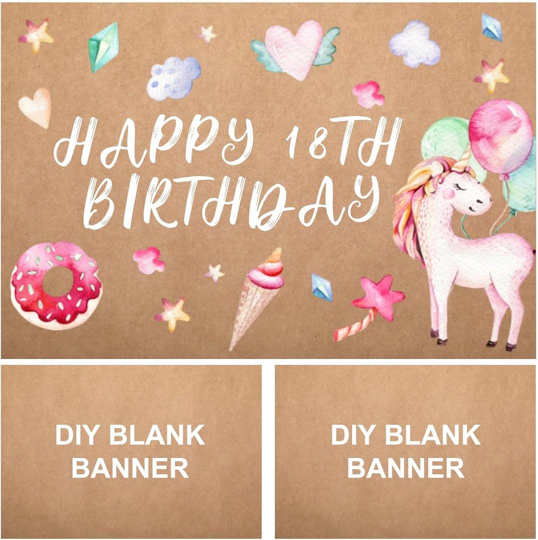 HunnmingRe 3 Pcs 3 x 4 Feet Large Blank Kraft Paint Paper Birthday Banners DIY Blank Banners for Indoor Display Kraft Paper Banner for Wall Signs Painting Birthday Graduation Wedding Party Decoration