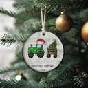 2025 Baby's First Christmas Ceramic Ornament, Keepsake Infant Memory Xmas Tree iday Decor Baby Milestone, Green Tractor (C22)