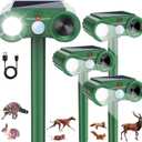 2026 Solar Ultrasonic Animal Repellent Outdoor 4 Pack Deer Squirrel Deterrent with Motion Sensor & Flashing Light, Sonic Racoon Fortress Pro Repeller to Keep Cat Rabbit Dog Out of Yard & Garden