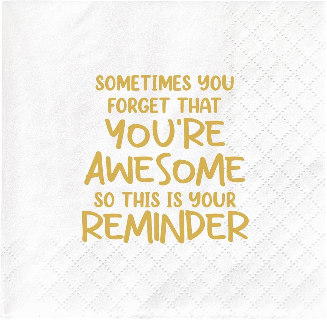 100pcs Thank You Gifts Napkins, Inspirational Gifts for Women, Men, Coworker, Birthday Party Gift Supplies for Women, Best Friend, Daughter, Mom, Sometimes You Forget You are Awesome, 4.5In