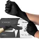 Disposable Black Nitrile Gloves Large 200 Count - Extra Thick 4.5 Mil - Powder and Latex Free Rubber Gloves - Surgical Medical Exam Gloves - Food Safe Cooking Gloves