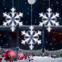 [Timer] Christmas Window Decorations, 3 Pack Snowflake Christmas Window Lights with Suction Cup, Hanging LED Battery Operated Xmas Lights Indoor Outdoor Xmas Tree Fireplace Home Party Decor - While (White)