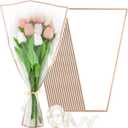 Wzifyf 50 PACK Flower Bags for Bouquets Flower Bouquet Holders White Floral Wrapping Paper flower Sleeves Build Your Own Bouquet Bar with 72 Ft Ribbons for Valentine's Day Packaging Supplies