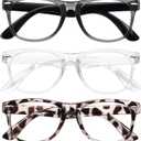 Okany Blue Light Glasses for Kids 3 Pack Blue Light Blocking Glasses for Teen Boys Girls Age 3-10,Computer Screen Gaming TV Phone Glasses Anti Glare,UV & Eye Strain (Grey Black+Transparent+Leopard)
