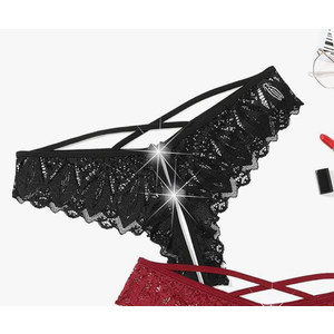 Avidlove Lace Panties for Women Rhinestone Cheeky Briefs Criss Cross String Hipster Underwear XXL