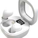 Mini Earbuds for Work and Sleep, Small Bluetooth 5.3 Headphones, 24 Hours Total Battery Life (White)
