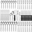 Pleafind 48-Pieces Silverware Set for 8, Flatware Set with Steak Knives, Stainless Steel Cutlery Set, Include Forks Spoons and Knives Set, Dishwasher Safe Utensil Sets for Home Restaurant