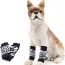 ROZKITCH 4PCS Dog Elbow Protector, Cheetah Leg Warmer Elbow Wrap, Leg Sleeve to Stop Licking, Pet Elastic Knitted Breathable Protective Socks for Chihuahua, Yorkshire Terrier Black M (M-Leg Girth: 2.67in)