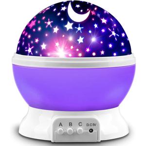 Merkury Star Projector Night Lights for Kids, Birthday Gifts for 1-4-6-14 Year Old Girl and Boy, Projection Lamp for Kids Bedroom, Glow in The Dark Stars and Moon for Child Asleep Peacefully- Purple