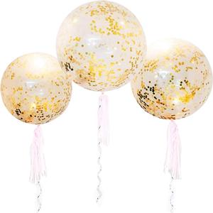 36 Inch Jumbo Confetti Balloons, Giant Latex Balloon with Gold Confetti (Premium Helium Quality) Pkg/6 Latex glitter balloons for Party/Birthdays/Wedding/Festivals Christmas and Event Decorations