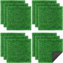 TURSTIN 12 Pieces Artificial Grass Mat Square 12 x 12 Inch Fake Turf Patch Indoor Outdoor Garden Lawn Patio Balcony Synthetic Turf Mat Realistic Grass Rug for Crafts Miniature Garden DIY, Dark Green