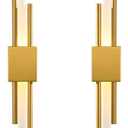 Modern Golden LED Wall Sconce, Geometric Metal and Acrylic Vertical Wall Lamp, Minimalist LED Light for Bedroom, Living Room, Hallway – 8 W, 48 cm, 3 Light Shades (Gold-Left)