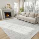 5x8 Area Rugs Washable Rug: Anti-Skid Abstract Modern Living Room Rug Soft Thin Carpets Indoor Floor Non-Shedding Carpet for Bedroom Dining Farmhouse Nursery Home Office (White Gray, 5'x8')