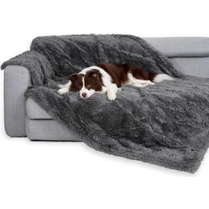 gogobunny Waterproof Dog Blanket for Large Dogs, Cats, Puppy, Reversible Faux Fur Pet Throw Blanket, Washable, Calming Furniture Protection for Sofa Bed (60x80 Inch (Pack of 1), Grey)