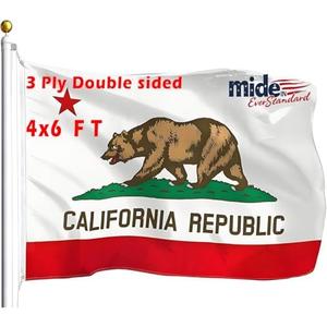 VOLTA Double Sided California State Flag 4x6 Feet, Outdoor Heavy Duty 3-Ply Durable Polyester California State Flag with Canvas Header/Brass Grommets for Indoor Outdoor Decorations