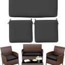 3 Pack Outdoor Replacement Cushions, Fit for 4-Seater Wicker Rattan Patio Conversation Set, 36x18x3,18x18x3, Liner & Cover