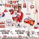 Emergency Vehicle Birthday Decorations for Boys, 191 PCS All-in-One Fire Truck Ambulance Police Car Party Supplies Includes Banner Plates Tablecloths, for Firetruck Party Decor, Serves 25